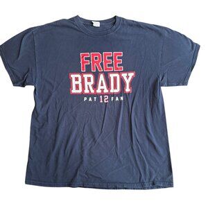 Free Brady Pat 12 Fan Gildan Heavy Cotton T-Shirt XL Navy Blue NFL & MLB Hall Of